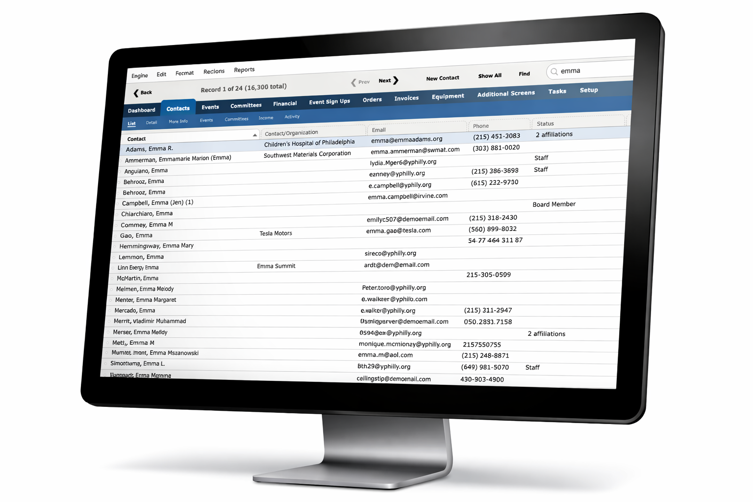 Business Engine Contacts List